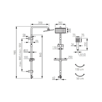Set dus Ferro, Squerto Lux, cu suport culisant, cap fix si mobil, etajera, crom